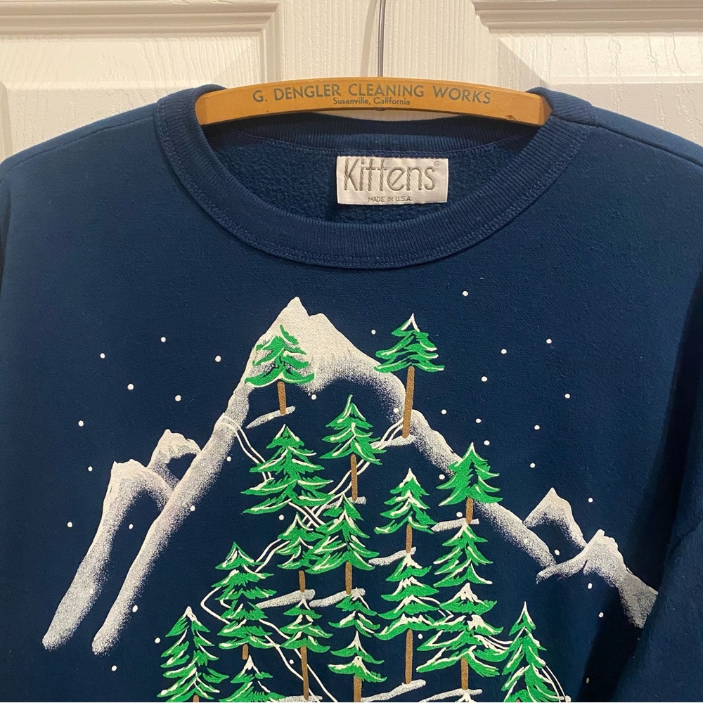 Vintage 90s Teddy Bear Sledding Snow Scene Christmas Nightgown Nightshirt Pajama - Picture 4 of 17